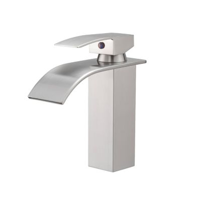 Robinet mitigeur TIBRE bec cascade extra-plat chrome brossé gris - Saniverre