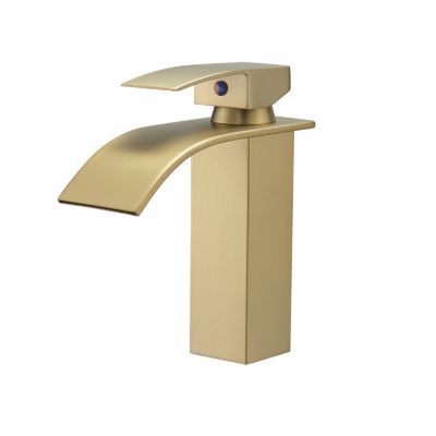 Robinet mitigeur TIBRE bec cascade extra-plat or brossé - Saniverre