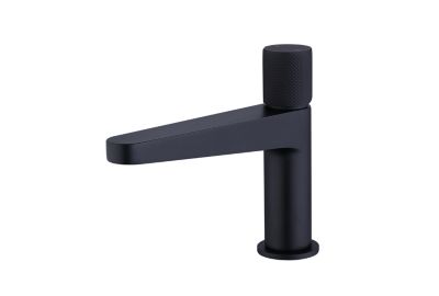 Robinet pour lavabo vasque et évier en laiton peu bruyant et économe en eau, H. 16,3cm, Noir (mat)