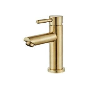 Robinet, robinet de lavabo, salle de bains, design élégant et moderne, robinet en laiton doré brossé, évier