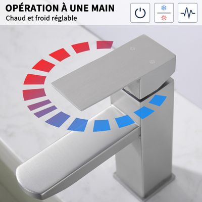 Robinet Mitigeur De Lavabo Noir En Acier Inoxydable, Robinet D'évier