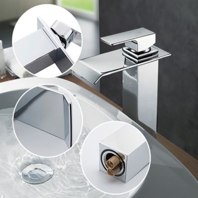 Robinet Salle de Bain Cascade Mitigeur de Lavabo Haut Robinetterie pour Vasque Chromé Design Moderne