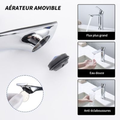 Robinet Salle de Bain Chromé Mitigeur de Lavabo à Deux Voies pour Salle de Bain Robinet de Lavabo en Laiton Robinetterie Moderne