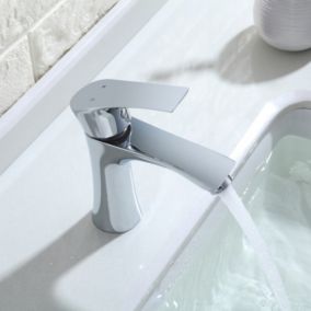 Robinet Salle de Bain Chromé Robinet de Lavabo en Cuivre Robinetterie Lave-mains avec Levier Unique Mitiguer Lavabo à Deux Voies