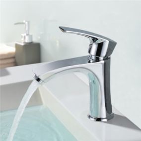 Robinet Salle de Bain Chromé Robinet de Lavabo en Cuivre Robinetterie Lave-mains avec Levier Unique Mitiguer Lavabo