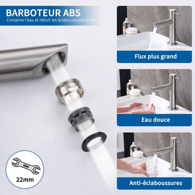 Robinet Salle de Bain Chromé Robinet Eau Froide pour Lave-Mains Robinet Simple de Lavabo en Inox