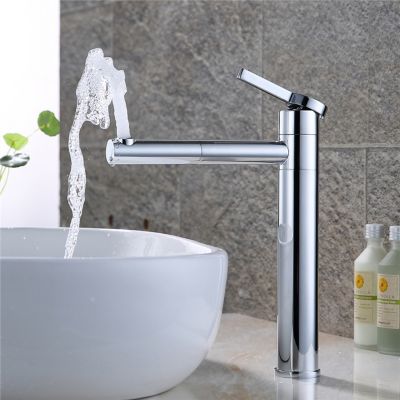 Robinet Salle de Bain Haut Bec Pivotant Mitigeur pour Vasque Robinetterie de Lavabo