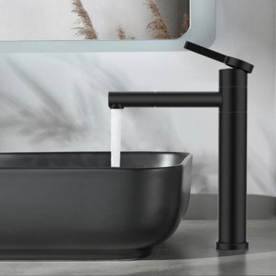 Robinet Salle de Bain Noir Mitigeur pour Vasque Haut Bec Pivotant  Robinetterie de Lavabo en Acier Inox Design Moderne