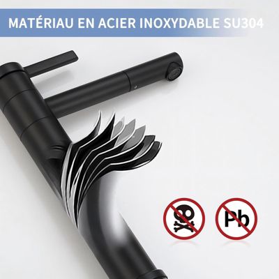 Kelleria Robinet Mural, Robinet Cuisine Monté au Mur, Robinet d'Évier en Acier Inoxydable Pivotant à 360 Degrés, Mitigeur Monocommande pour Eau Chaude et Froide pour Évier, Finition Brossée