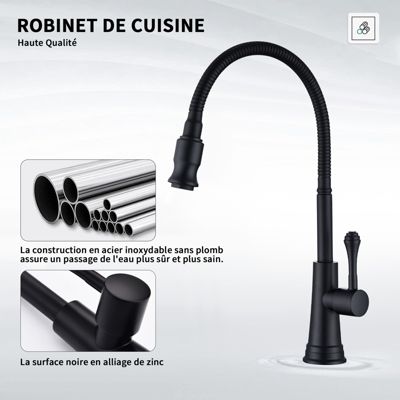 Robinet Simple Eau Froide Robinet d'évier de Cuisine Haut Bec Mitigeur Robinet Lavabo Pivotant