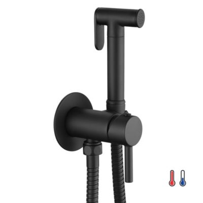 Robinet WC HYGIÈNE INTIME 2 eaux NOIR mat en laiton Kibath