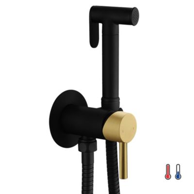 Robinet WC HYGIÈNE INTIME 2 eaux NOIR OR mat en laiton Kibath