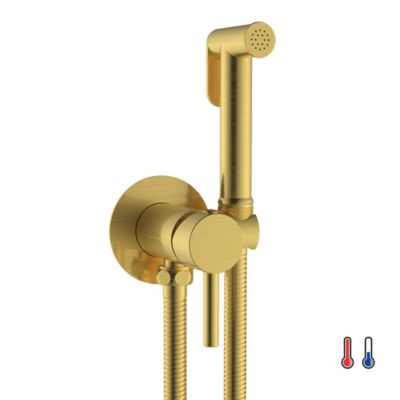 Robinet WC HYGIÈNE INTIME 2 eaux, OR brossé, en laiton Kibath