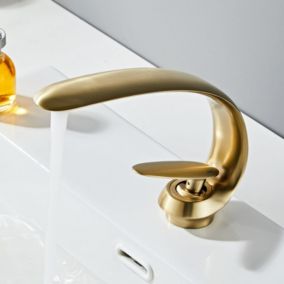 Robinets De Lavabo Salle De Bains En Laiton Évier Mitigeur Mitigeur Monotrou Vanité Grue Lavabo Art Évier Robinet, Or