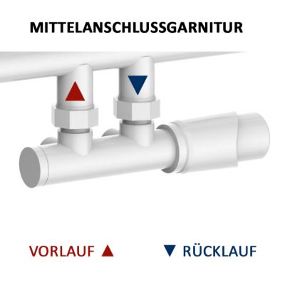 Robinetterie de raccordement central avec thermostat pour radiateur - Blanc