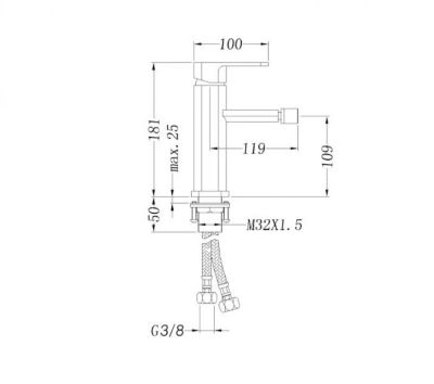 Robinetterie pour bidet BERNSTEIN 1238C, adaptée à nos bidets suspendus, Laiton chromé