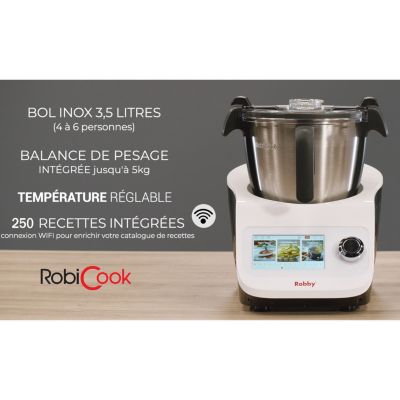 Robot cuiseur multifonctions avec balance intégrée et écran tactile +680 recettes Robby ROBICOOK