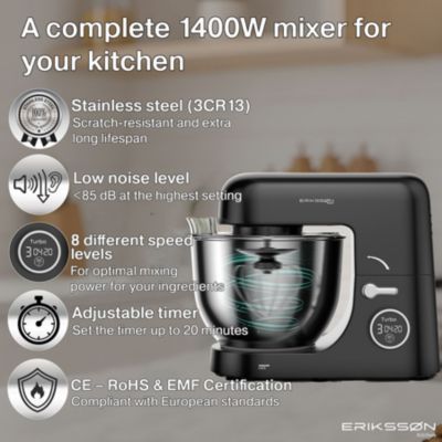 Robot de cuisine - 8 vitesses avec minuterie - Mixeur 5L avec bol de mélange - 1400W - Mixeur - Robot Pâtissier