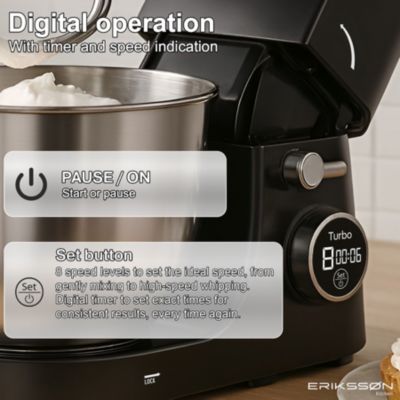 Robot de cuisine - 8 vitesses avec minuterie - Mixeur 5L avec bol de mélange - 1400W - Mixeur - Robot Pâtissier