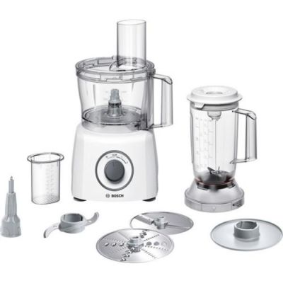 Robot  multifonctions BOSCH MultiTalent3 - Blanc - 800 W - 2 vitesses et pulse - Bol mélangeur 2,3 L - Bol mixeur 1 L - 2 disque