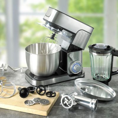 Robot Pétrin Inox 5.5l Avec Hachoir Antara Pro Kitchencook Gris