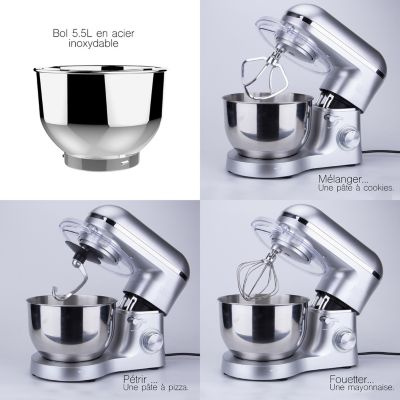 Robot patissier multifonction 5.5l 1500w gris Kitchen Move BAT-1518-N viper