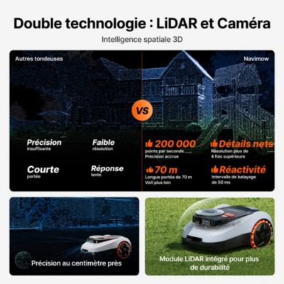 Robot tondeuse sans fil périphérique connecté Segway Navimow i210 LIDAR 1000 m²