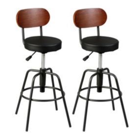 ROBUSTO - Lot de 2 Tabourets de Bar Réglables Pivotants Noirs