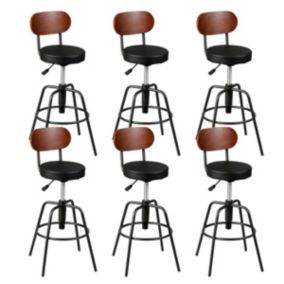 ROBUSTO - Lot de 6 Tabourets de Bar Réglables Pivotants Noirs