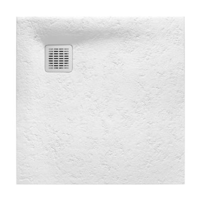ROCA Receveur de douche POLO+ résine Stonex antidérapant et découpable - Avec grille - Blanc mat 80x80cm
