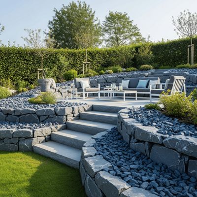Roche Gris bleu pour gabion et aménagement (80/150 mm)-Big bag 1T - Gris bleu