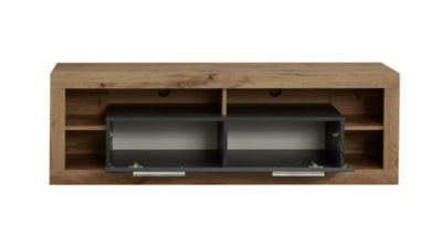 ROCK - Meuble salon/séjour. Meuble TV en mélaminé bois et gris mat . L-H-P : 150 - 48 - 44 cm