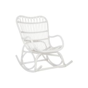 Rocking chair en rotin blanc dossier haut - MIKA