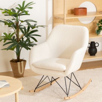 Rocking-chair Olmeto en bouclette H83cm blanc - Atmosphera