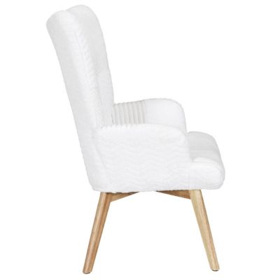 ROHAN - Fauteuil Imitation Laine Motif Patchwork Blanc