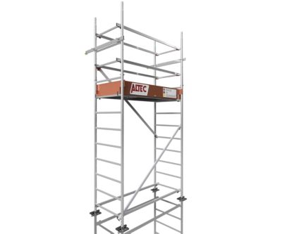 Rollfix 2 400 hauteur de travail 4m avec pieds echafaudage ancrages muraux