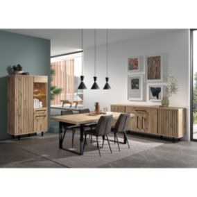 ROMY - Séjour Complet avec Table 170cm Aspect Bois Finition Canyon Oak