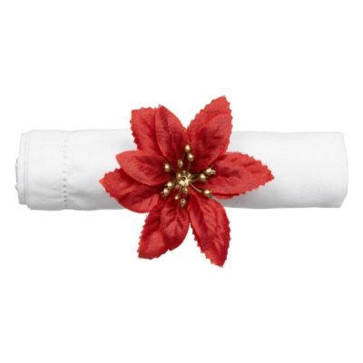 Rond de serviette poinsettia rouge x2 - feeric lights & christmas