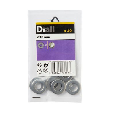 Rondelles plates de taille moyenne en acier inoxydable A2 ø 10mm - 10 pièces