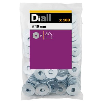 Rondelles plates larges en acier au carbone ø 10mm - 100 pièces