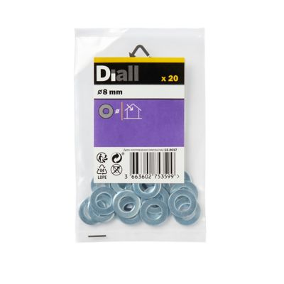 Rondelles plates moyennes en acier au carbone ø 8mm - 20 pièces