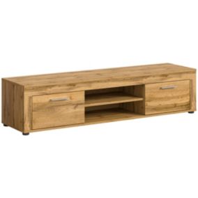 Rongo - Meuble TV (L/H/P : 160x37x40 cm) en chêne Wotan mélaminé