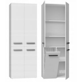 RORY - Armoire de salle de bain avec panier - Poignées minimalistes - 174x60x30cm - Colonne de rangement