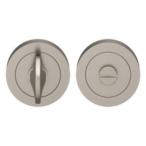 Rosace de fonction rond à visser à condamnation GoodHome Duod blade effet nickel satin gris Ø50mm