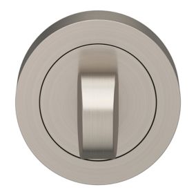 Rosace de fonction rond à visser à condamnation GoodHome Duod minimal effet nickel satin gris Ø50mm