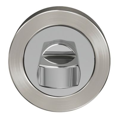 Rosace de fonction rond à visser à condamnation GoodHome Duod Zamac effet chrome et nickel satin gris Ø52mm