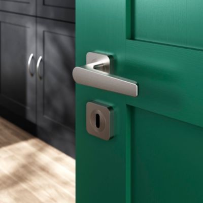 Rosace de fonction rond à visser à serrure GoodHome Duod effet nickel satin gris Ø52.5mm