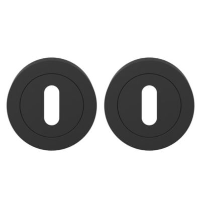 Rosace de fonction rond à visser à serrure GoodHome Duod mat noir Ø50mm