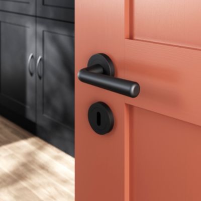 Rosace de fonction rond à visser à serrure GoodHome Duod mat noir Ø50mm