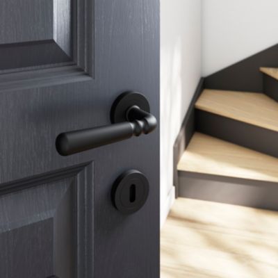 Rosace de fonction rond à visser à serrure GoodHome Duod mat noir Ø50mm